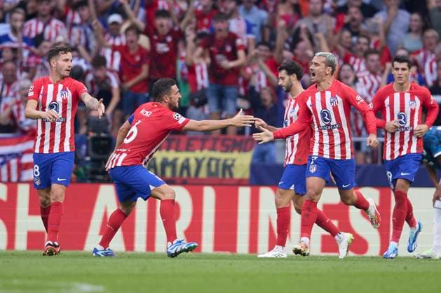 Spain, Madrid, 04 10 2023, Civitas Metropolitano Stadium, Atletico de Madrid v Feyenoord Rotterdam UEFA Champions League match 1st round day 2, Antoine Griezmann Atletico de Madrid celebrates after scoring his team˜s second goal Madrid Civitas Metropolitano Stadium Spain  eu-images-071