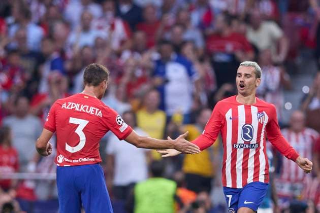 Spain, Madrid, 04 10 2023, Civitas Metropolitano Stadium, Atletico de Madrid v Feyenoord Rotterdam UEFA Champions League match 1st round day 2, Antoine Griezmann Atletico de Madrid celebrates after scoring his team˜s second goal Madrid Civitas Metropolitano Stadium Spain  eu-images-071