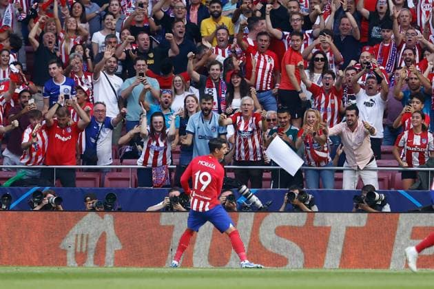 October 4, 2023, MADRID, MADRID, SPAIN: Alvaro Morata of Atletico de Madrid celebrates a goal during the UEFA Champions League, Group E, football match played between Atletico de Madrid and Feyenoord Rotterdam at Civitas Metropolitano Stadium on October 04, 2023, in Madrid, Spain. MADRID SPAIN - ZUMAa181 20231004_zaa_a181_024 Copyright: xOscarxJ.xBarrosox