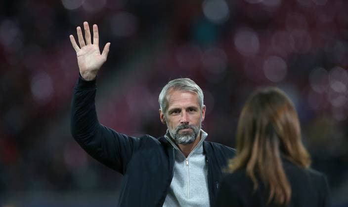 04 10 2023, Football UEFA Champions League 2023 2024, Group stage, Matchday 2, RB Leipzig Manchester City, at Red Bull Arena Leipzig Coach Marco Rose RB Leipzig DFL and DFB regulations prohibit any use of photographs as image sequences and or quasi video