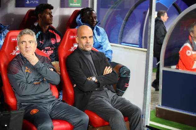 RB Leipzig Manchester City Champions League Leipzig, 04 10 2023, Red Bull Arena, Football, Men, 2023 2024 season, UEFA Champions League, Group Stage, Matchday 2 , RB Leipzig Manchester City , Pictured f l ,