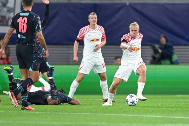04 10 2023, Football, Champions League, 2 match day, 2023 2024 season, RB Leipzig Manchester City, Xaver Schlager RB Leipzig xRHR PHOTO TKx Copyright: RHR-FOTOx RHR-FOTO TK