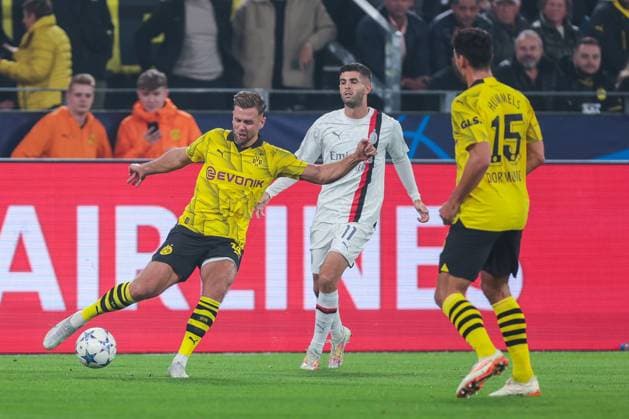 04 10 2023, football, 2023 2024 season, UEFA Champions League, group stage, Borussia Dortmund AC Milan, v l ao14 , Christian Pulisic AC Milan , Dortmund Signal Iduna Park NRW Germany xRHR PHOTO DEx Copyright: DennisxEwert RHR-FOTOx RHR-FOTO DE