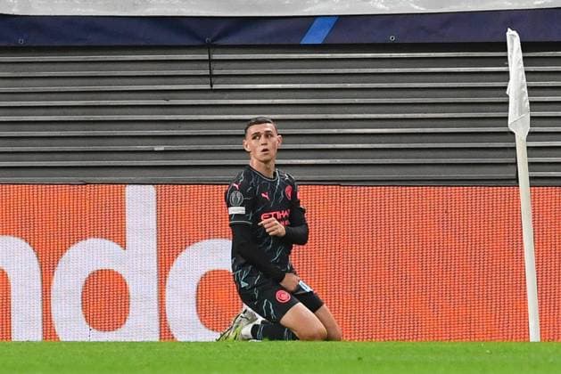 Football, Men, 2023 2024 season, UEFA Champions League Group G, Matchday 2 , RB Leipzig Manchester City, v l Phil Foden Manchester City goal celebration, cheers after scoring 0 1, 04 10 2023, Copyright: xSebastianxRäppold MatthiasxKochx