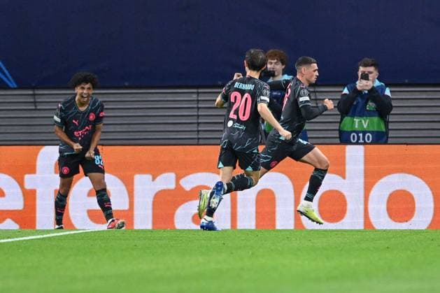 04 10 2023, Football, Champions League, Matchday 2, 2023 2024 season, RB Leipzig Manchester City, Phil Foden Manchester City delighted to score 1 0 xRHR PHOTO TKx Copyright: RHR-FOTOx RHR-FOTO TK