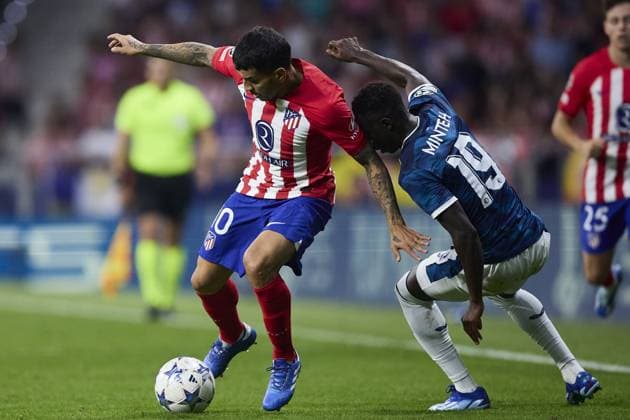 Angel Correa of Atletico de Madrid FOOTBALL : Atletico Madrid vs Feyenoord Rotterdam - UEFA Ligue des Champions - 04 10 2023 AlvaroMedranda Panoramic 