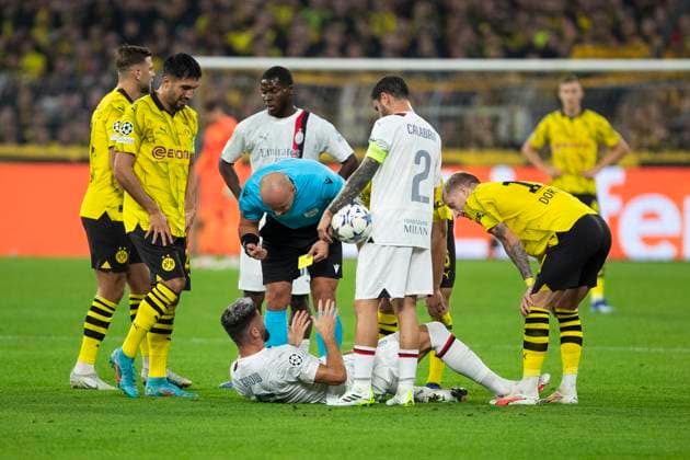 UEFA Champions League, Borussia Dortmund AC Milan, 04 10 2023 Olivier Giroud AC Milan, 9 on ground, UEFA Champions League, Borussia Dortmund AC Milan, 2 group match, on 4 10 2023, Signal Iduna Park, Dortmund UEFA regulations prohibit any use of photographs as image sequences and or quasi video Copyright: xBEAUTIFULxSPORTS Meuselx