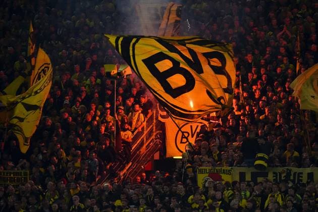 Champions League Borussia Dortmund AC Milan on 04 10 2023 at the Signal Iduna Park in Dortmund fans from Dortmund to send Bengal fire MT