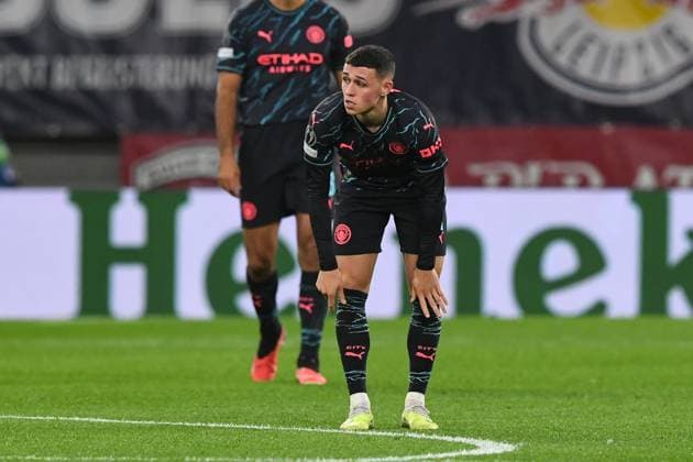 Football, Men, 2023 2024 season, UEFA Champions League Group G, Matchday 2 , RB Leipzig Manchester City, v l Phil Foden Manchester City disappointed, disappointed, 04 10 2023, Copyright: xSebastianxRäppold MatthiasxKochx