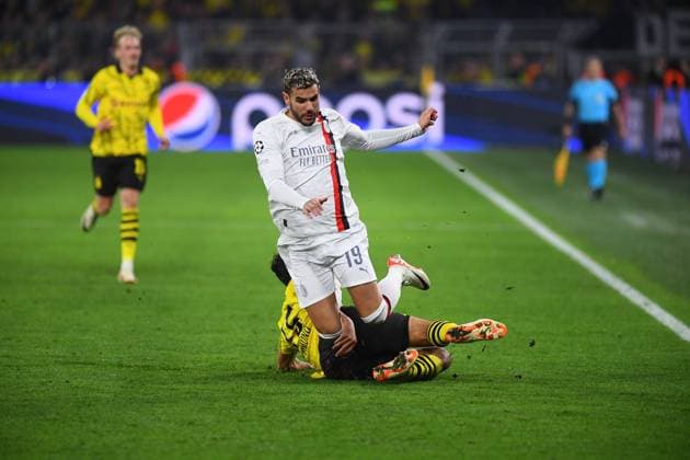 DORTMUND, GERMANY - 04.10.23: ThÃ o Hernandez, The match of match UEFA Champion League Borussia Dortmund vs AC Milan at SIGNAL IDUNA PARK  Copyright: xVITALIIxKLIUIEVx