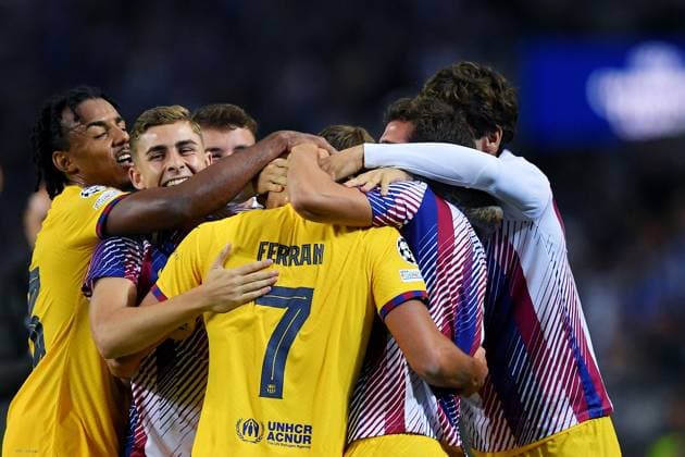 4th October 2023: Dragao Stadium, Porto, Portugal; Champions League Football, Porto versus FC Barcelona, Barca Ferran Torres of Barcelona celebrates as he scores the first goal in the 46th minute  ActionPlus12561506 DanielxCastro