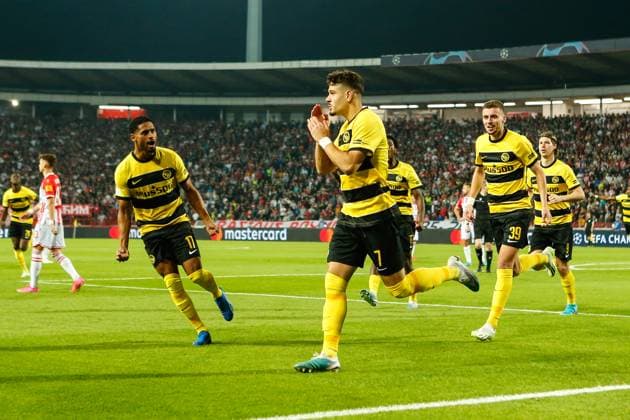 BELGRADE, SERBIA OCTOBER 4 Filip Ugrinic of Young Boys C celebrates his goal during the UEFA Champions League Group Stage Group G match between FK Crvena zvezda and Young Boys at Stadion Rajko Mitic on October 4, 2023 in Belgrade, Serbia Belgrade Stadion Rajko Mitic Serbia Copyright: xJustPictures.ch NikolaxKrsticx jp-en-EuSpIm-_O9R9352 20231004
