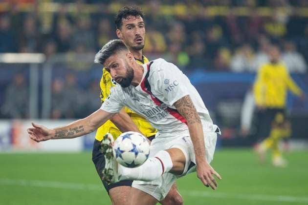 UEFA Champions League, Borussia Dortmund AC Milan, 04 10 2023 Olivier Giroud AC Milan, 9 , UEFA Champions League, Borussia Dortmund AC Milan, 2 group match, on 4 10 2023, Signal Iduna Park, Dortmund UEFA regulations prohibit any use of photographs as image sequences and or quasi video Copyright: xBEAUTIFULxSPORTS Meuselx