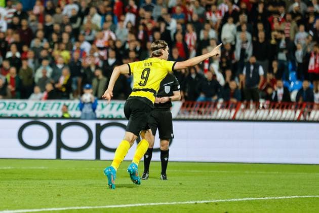 BELGRADE, SERBIA OCTOBER 4 Cedric Itten of Young Boys celebrates his goal during the UEFA Champions League Group Stage Group G match between FK Crvena zvezda and Young Boys at Stadion Rajko Mitic on October 4, 2023 in Belgrade, Serbia Belgrade Stadion Rajko Mitic Serbia Copyright: xJustPictures.ch NikolaxKrsticx jp-en-EuSpIm-_S2A8851 20231004