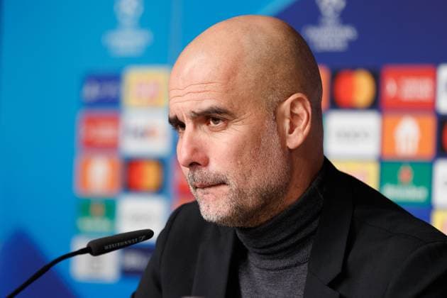 Josep Pep Guardiola Sala Manchester City, head coach, head coach at press conference portrait, single image, 04 10 2023, Leipzig Germany , soccer, men, UEFA Champions League, RB Leipzig Manchester City FC xprx