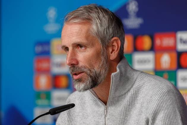 Marco Rose RB Leipzig, head coach, head coach at press conference portrait, single image, 04 10 2023, Leipzig Germany , soccer, men, UEFA Champions League, RB Leipzig Manchester City FC xprx