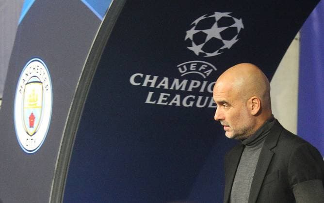 GER, UEFA Champions League, RB Leipzig vs Manchester City 04 10 2023, Leipzig, Red Bull Arena, GER, season 2023 2024, UEFA Champions League, Group G, RasenBallsport Leipzig vs Manchester City in picture coach Pep Guardiola Manchester DFL regulations prohibit any use of photographs as image sequences and or quasi video