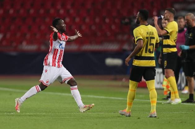 Fußball, CL, Roter Stern Belgrad - BSC Young Boys Bern CRVENA ZVEZDA vs YOUNG BOYS OSMAN BUKARI football player of Crvena zvezda, at the match of UEFA Champions League against Young Boys, at stadium Rajko Mitic. Belgrade, 04.10.2023. foto: MN Press FOOTBALL, UEFA CHAMPIONS LEAGUE, CRVENA ZVEZDA vs YOUNG BOYS Belgrade Stadium Rajko Mitic Serbia Copyright: xMarkoxMetlasx xMNxPressx