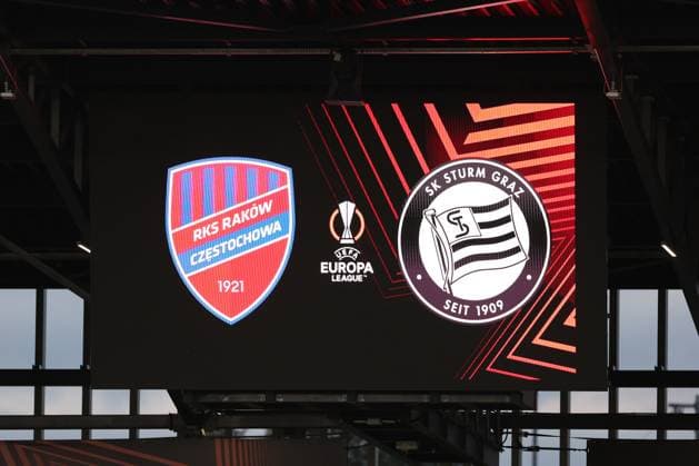 SOCCER - UEFA EL, Czestochowa vs Sturm SOSNOWIEC,POLAND,05.OCT.23 - SOCCER - UEFA Europa League, group stage, Rakow Czestochowa vs SK Sturm Graz. Image shows scoring board.  GEPAxpictures xChrisxBauer