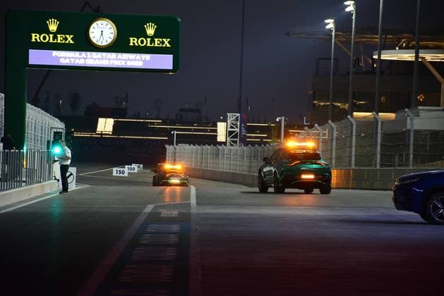 Formula 1 Qatar Airways Qatar Grand Prix 2023 05 10 2023, Losail International Circuit, Doha, Formula 1 Qatar Airways Qatar Grand Prix 2023 ,in the picture safety car in the dark pit lane nordphotoxGmbHx xBratic nph00250