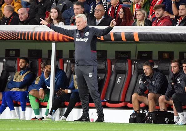 05 10 2023, xhbx, football UEFA Europa League, SC Freiburg West Ham United emspor, v l coach David Moyes West Ham United DFL DFB REGULATIONS PROHIBIT ANY USE OF PHOTOGRAPHS as IMAGE SEQUENCES and or QUASI VIDEO Freiburg