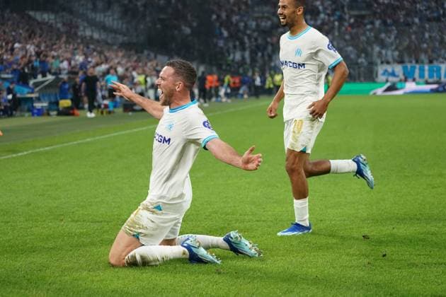 Joie - Jordan Veretout (Olympique de Marseille) FOOTBALL : Olympique de Marseille vs Brighton - Europa League - Phase de groupe - Marseille - 05 10 2023 NorbertScanella Panoramic 