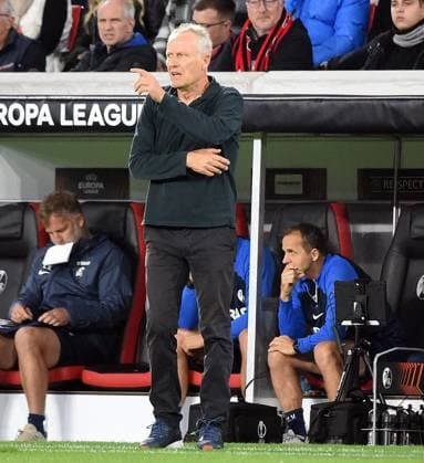 05 10 2023, xhbx, football UEFA Europa League, SC Freiburg West Ham United emspor, v l coach Christian Streich SC Freiburg DFL DFB REGULATIONS PROHIBIT ANY USE OF PHOTOGRAPHS as IMAGE SEQUENCES and or QUASI VIDEO Freiburg