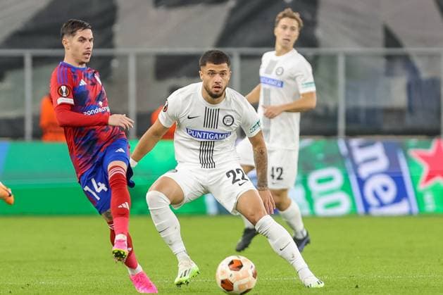 SOSNOWIEC 05.10.2023 MECZ LIGA EUROPY GRUPA D RAKOW CZESTOCHOWA - STURM GRAZ EUROPA LEAGUE GROUP D SEASON 2023 24 RAKOW CZESTOCHOWA - STURM GRAZ SRDJAN PLAVSIC JUSUF GAZIBEGOVIC FOT. MICHAL CHWIEDUK FOKUSMEDIA.COM.PL NEWSPIX.PL --- Newspix.pl  231005CHW031