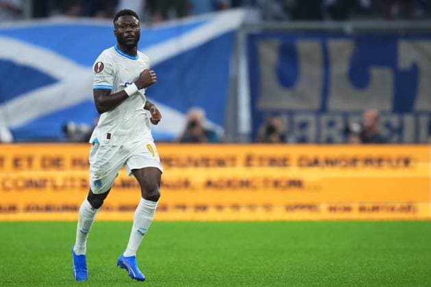 FRA: Olympique Marseille v Brighton Hove Albion. UEFA Europa league. Group B. Date 2 Chancel Mbemba of Olympique Marseille celebrates after scoring the opening goal during the UEFA Europa League match between Olympique Marseille and of Brighton Hove Albion, Group B, date 2, played at Stade Velodrome on October 5, 2023 in Marseille, France. Copyright: xBaguxBlancox xPRESSINPHOTOx PS_231005_503