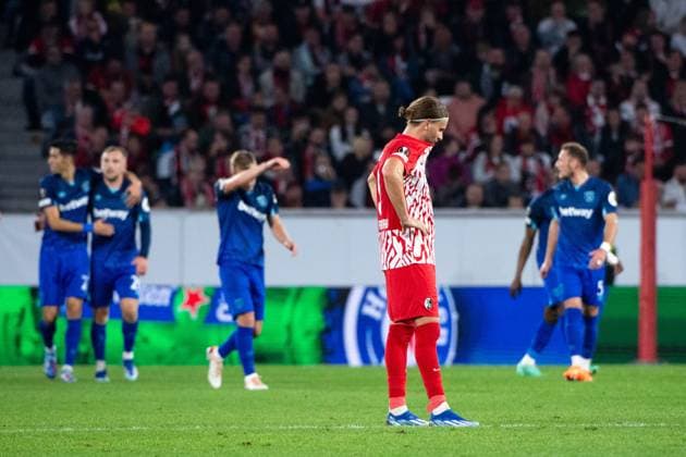 Lucas Hoeler SC Freiburg, 09 upset goal to 1 2, GER, SC Freiburg SCF vs West Ham United WHU , Football UEFA Europa League, Group A, Matchday 2, Season 2023 2024, 05 10 2023 GER, SC Freiburg SCF vs West Ham United WHU , Football UEFA Europa League, Group A, Matchday 2, Season 2023 2024, 05 10 2023 Freiburg Copyright: xEibner-Pressefoto Memmlerx EP_MMR