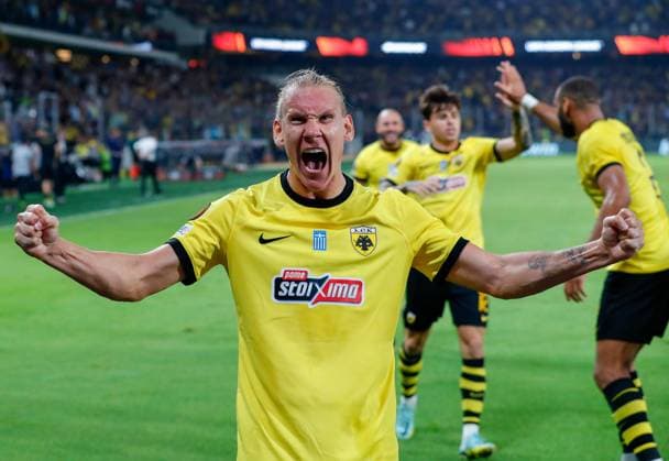 AEK Athens v Ajax Amsterdam UEFA Europa League Domagoj Vida of AEK Athens celebrates scoring a goal during the UEFA Europa League Group B match at OPAP Arena, Athens Copyright: xYannisxHalasx FIL-19062-0064 UK Newspapers OUT