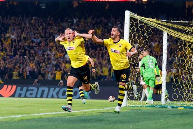 AEK Athens v Ajax Amsterdam UEFA Europa League Domagoj Vida and Ehsan Hajsafi of AEK Athens celebrate during the UEFA Europa League Group B match at OPAP Arena, Athens Copyright: xYannisxHalasx FIL-19062-0070 UK Newspapers OUT