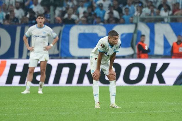 DÃ ception - Amine Harit (Olympique de Marseille) FOOTBALL : Olympique de Marseille vs Brighton - Europa League - Phase de groupe - Marseille - 05 10 2023 NorbertScanella Panoramic 
