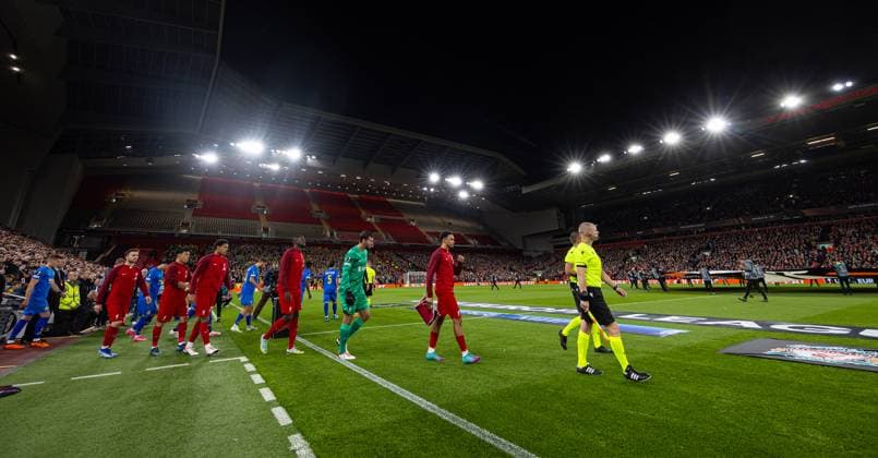 Football - UEFA Europa League - Group E - Liverpool FC v Union SG LIVERPOOL, ENGLAND - Thursday, October 5, 2023: Liverpool s Trent Alexander-Arnold leads his side out before the UEFA Europa League Group E matchday 2 game between Liverpool FC and Union SG at Anfield. LIVERPOOL Anfield MERSEYSIDE ENGLAND  Copyright: xDavidxRawcliffex P2023-10-05-Liverpool_Union-13