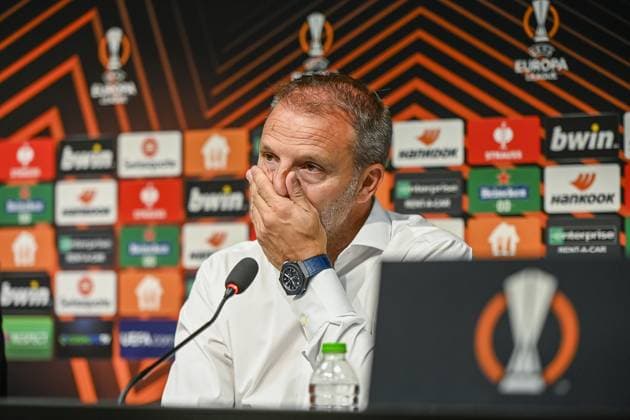 ATHENS, 05-10-2023, OPAP Arena, Europa League Football, season 2023 2024, AEK Athens FC - Ajax, Ajax trainer Maurice Steijn during the persconference after the match AEK Athens - Ajax  x22638648x Copyright: