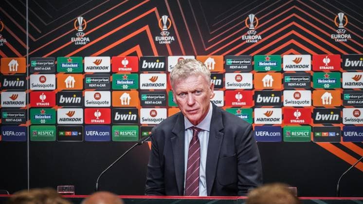 David Moyes coach West Ham United press conference 05 10 2023 Freiburg im Breisgau, Baden Württemberg, Germany, Europe UEFA EUROPA LEAGUE 2023 2024 Football Men SC FREIBURG vs West Ham United FC Europa Park Stadion