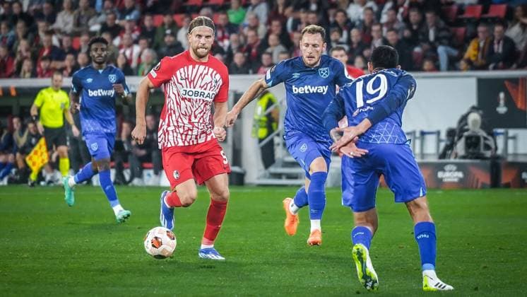 Lucas Höler Freiburg 9 05 10 2023 Freiburg im Breisgau, Baden Württemberg, Germany, Europe UEFA EUROPA LEAGUE 2023 2024 Football Men SC FREIBURG vs West Ham United FC Europa Park Stadium