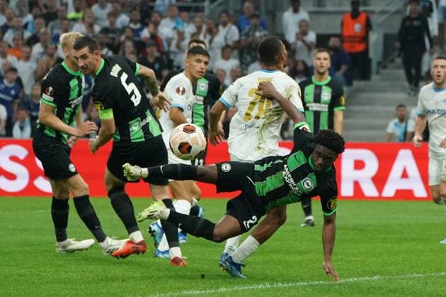 Tariq Lamptey (Brighton FC) FOOTBALL : Olympique de Marseille vs Brighton - Europa League - Phase de groupe - Marseille - 05 10 2023 NorbertScanella Panoramic 