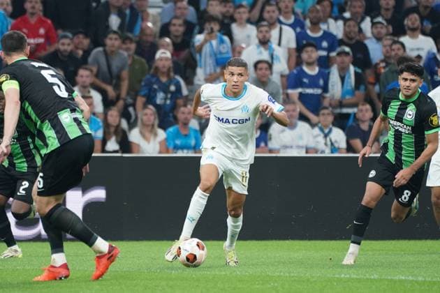 Amine Harit (Olympique de Marseille) FOOTBALL : Olympique de Marseille vs Brighton - Europa League - Phase de groupe - Marseille - 05 10 2023 NorbertScanella Panoramic 