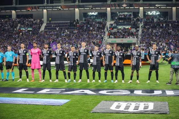 SOCCER - UEFA EL, Toulouse vs LASK TOULOUSE,FRANCE,05.OCT.23 - SOCCER - UEFA Europa League, group stage, Toulouse FC vs Linzer ASK. Image shows the team of LASK.  GEPAxpictures xManuelxBinder