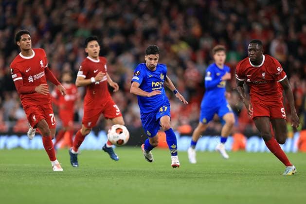 Fußball UEFA Europa League Gruppe E Liverpool gegen Union Saint Gilloise 5. Oktober 2023 UEFA Europa League Gruppe E Liverpool gegen Union Saint Gilloise Mohamed Amoura von Union SG Foto Simon Stacpoole Abseits Liverpool UK  Copyright: xSimonxStacpoolexOffside