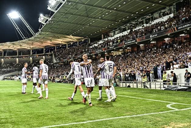 But et Joie Suazo (tfc) FOOTBALL : Toulouse vs Lask - Match 2 des Phases de Groupes de la Ligue Europa - Toulouse - 05-10-2023 ThierryBreton Panoramic 