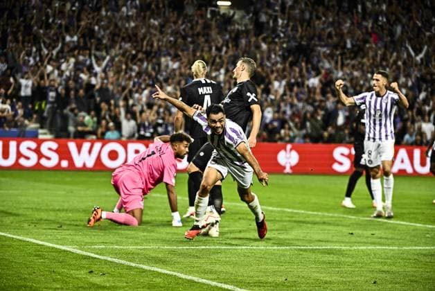 But et Joie Suazo (tfc) FOOTBALL : Toulouse vs Lask - Match 2 des Phases de Groupes de la Ligue Europa - Toulouse - 05-10-2023 ThierryBreton Panoramic 