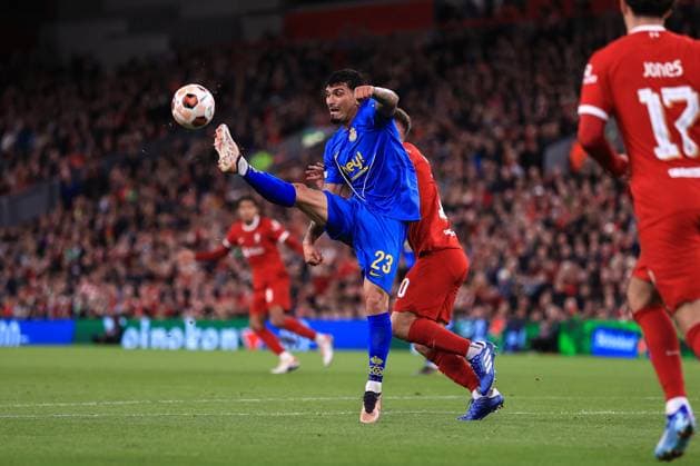 Fußball UEFA Europa League Gruppe E Liverpool gegen Union Saint Gilloise 5. Oktober 2023 UEFA Europa League Gruppe E Liverpool gegen Union Saint Gilloise Cameron Puertas von Union Saint Gilloise Foto Simon Stacpoole Abseits Liverpool UK  Copyright: xSimonxStacpoolexOffside