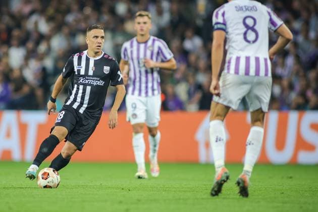 SOCCER - UEFA EL, Toulouse vs LASK TOULOUSE,FRANCE,05.OCT.23 - SOCCER - UEFA Europa League, group stage, Toulouse FC vs Linzer ASK. Image shows Branko Jovicic (LASK).  GEPAxpictures xManuelxBinder
