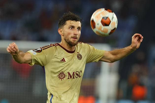 Football Europa League match - AS Roma vs Servette FC Rome, Italy 05.10.2023: Miroslav Stevanovic of Servette in action during the UEFA Europa League 2023-2024, group G, football match between AS Roma vs Servette FC at Olympic Stadium in Rome. Rome Italy  Copyright: xIPAxSport ABACAx BRIPASport20231005_673 IPAxSport ABACAx BRIPASport20231005_673
