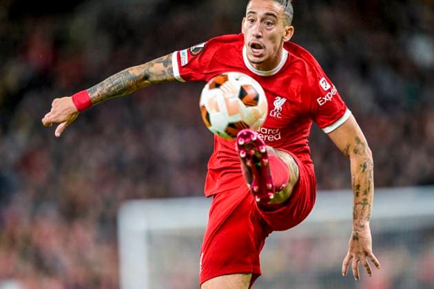 Liverpool FC v Royal Union Saint-Gilloise - UEFA Europa LIVERPOOL, UNITED KINGDOMS - OCTOBER 05 : Kostas Tsimikas in action during the UEFA Europa League Group E match between Liverpool FC and Royal Union Saint-Gilloise on October 5, 2023 in Liverpool, United Kingdoms, 05 10 2023 Liverpool United Kingdoms  Copyright: xSesx