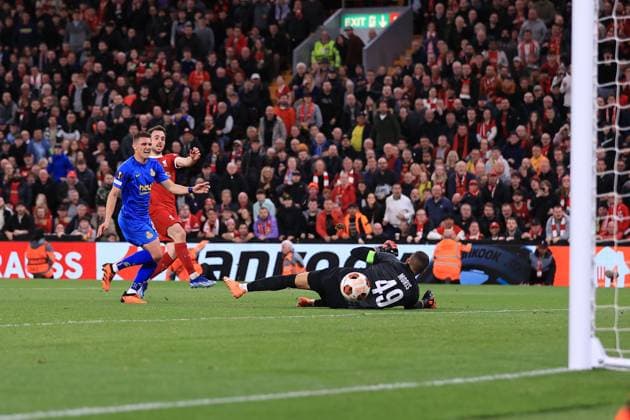 Fußball UEFA Europa League Gruppe E Liverpool gegen Union Saint Gilloise 5. Oktober 2023 UEFA Europa League Gruppe E Liverpool gegen Union Saint Gilloise Diogo Jota von Liverpool erzielt das zweite Tor Foto Simon Stacpoole Abseits Liverpool UK  Copyright: xSimonxStacpoolexOffside