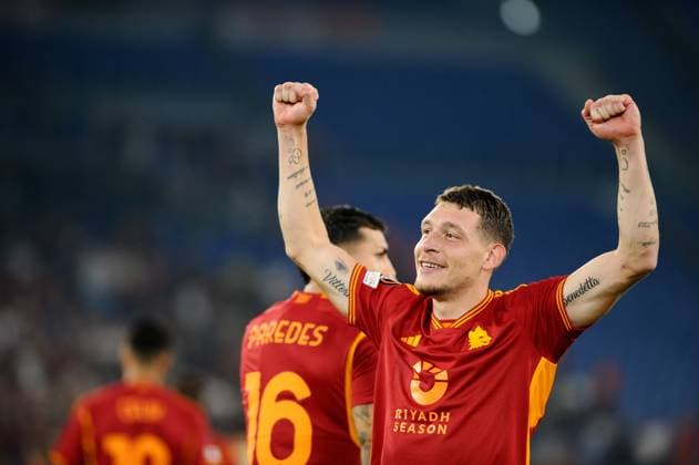 IPP20231005 Football - soccer: UEFA Europa League 2023 2024, A.S. Roma - Servette FC, esulta Andrea Belotti per il gol. (Verwendung nur in Deutschland - GERMANY ONLY) *** IPP20231005 Football soccer UEFA Europa League 2023 2024, A S Roma Servette FC, esulta Andrea Belotti per il gol Use only in Germany GERMANY ONLY 
