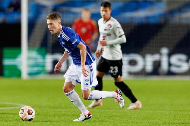 UEFA Europa League i fotball 2023: Molde - Bayer Leverkusen (1-2) Molde 20231005. Moldes Markus Kaasa under Europa League kampen i fotball mellom Molde og Bayer Leverkusen pa Aker Stadion. Foto: Svein Ove Ekornesvag NTB Molde Norge EDITORIAL USE ONLY. RESTRICTED USE FOR BETTING COMPANIES Ref:_SPOmADkTjtIEyc.jpg  Copyright: xSveinxOvexEkornesvagx xNTBx